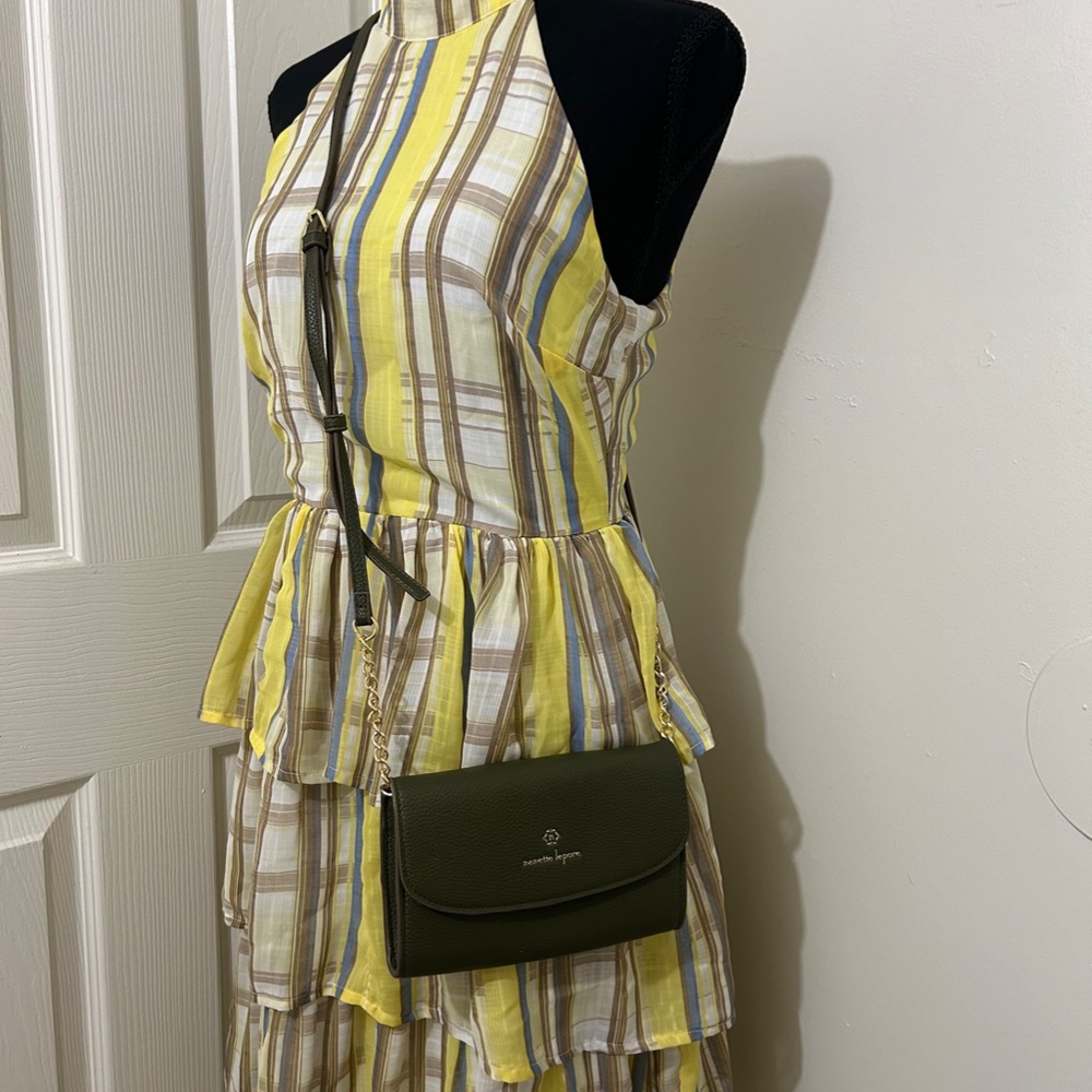 Nanette Lepore Olive Green Small Crossbody Bag With Gold Hardware - Picture 7 of 7